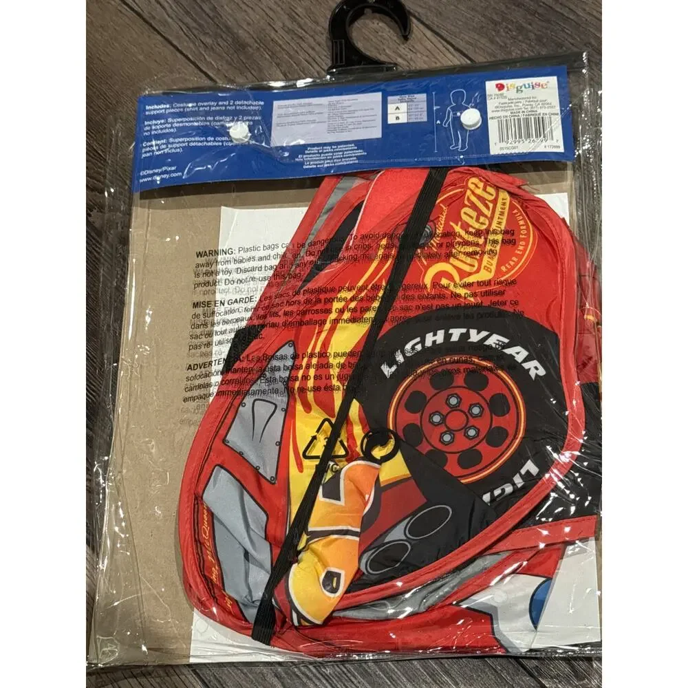 Disney Pixar Cars LIGHTNING MCQUEEN Pop Out One Size Kids Costume Halloween NWT